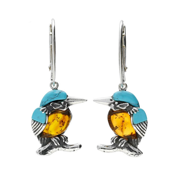 Amber Turquoise Kingfisher Earrings