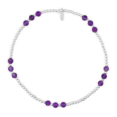 Beautiful 925 Silver Amethyst Beaded Bracelet