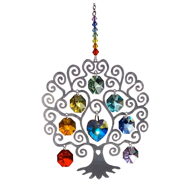 Large Austrian Crystal Chakra Tree of Life Sun Catcher
