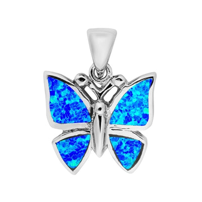 Pretty Blue Opal Butterfly Pendant