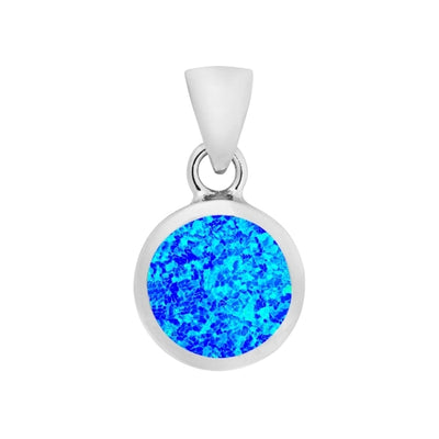Stunning Dainty Blue Opal Round Pendant
