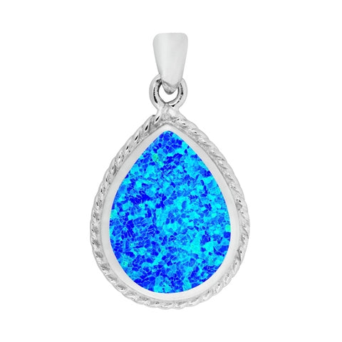 Pretty Blue Opal Teardrop Pendant