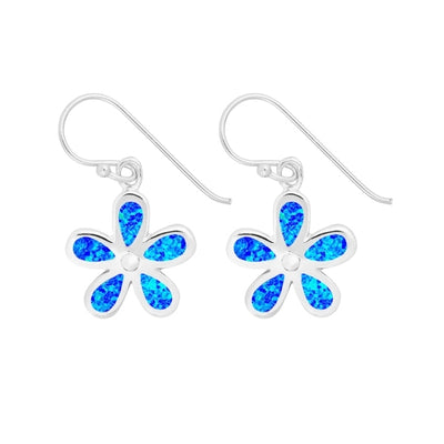 Stunning Blue Opal Flower Earrings