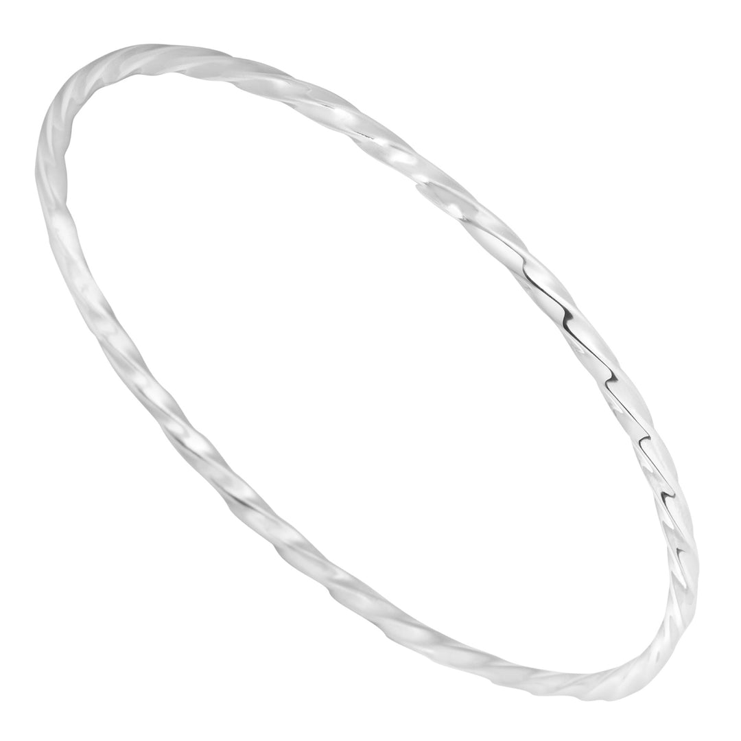 925 Silver Twist Bangle – 3mm Polished Design – Shooting Star Cornwall