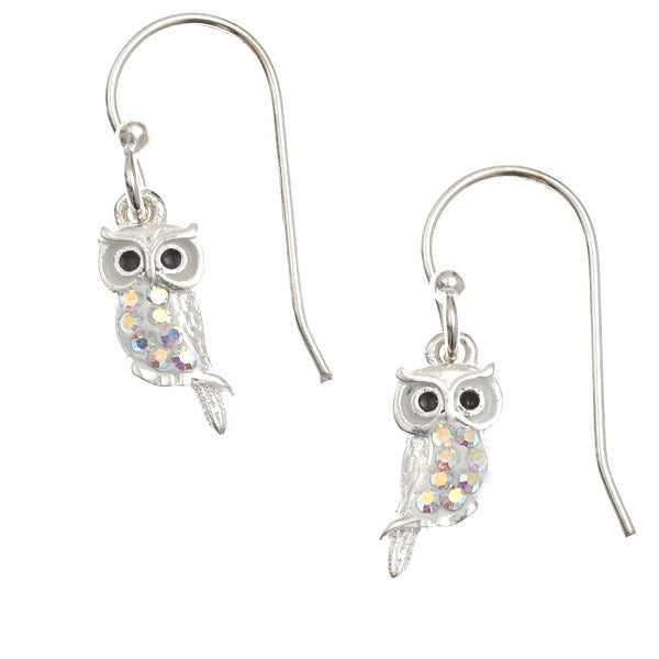 Pretty AB Crystal Owl Earrings