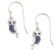 Tanzanite Crystal Owl Earrings.