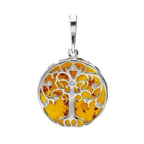 Amber Crystal Tree of Life Pendant