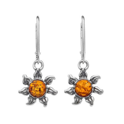 Dainty Amber Flower Earrings