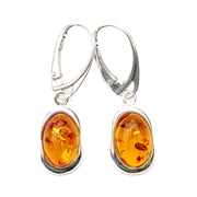 Stunning Large Oval Amber Cab Earrings