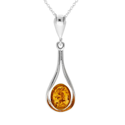 Beautiful Amber Oval Necklace