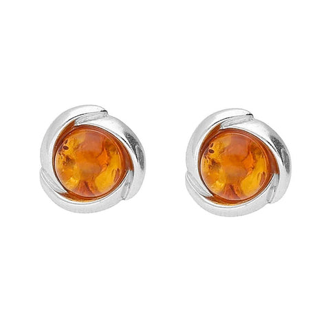 Beautiful Round Amber Studs