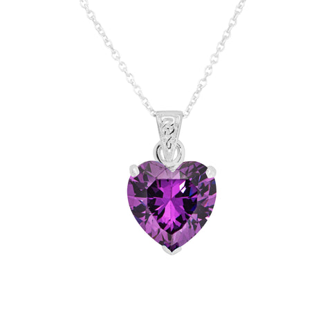 Amethyst CZ Heart Pendant