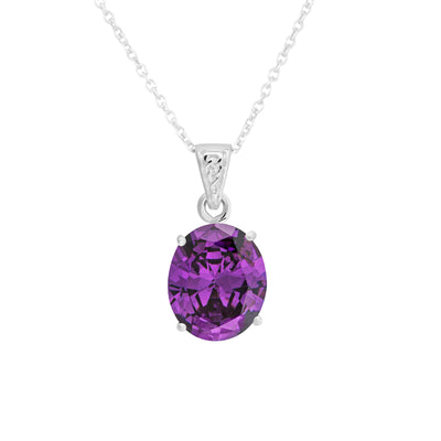 Amethyst CZ Oval Pendant