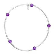 Beautiful 925 Silver Amethyst Beaded Bracelet