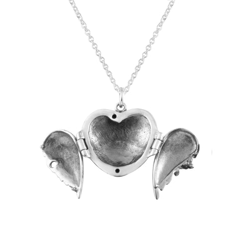 925 Silver Dainty Angel Wing Locket