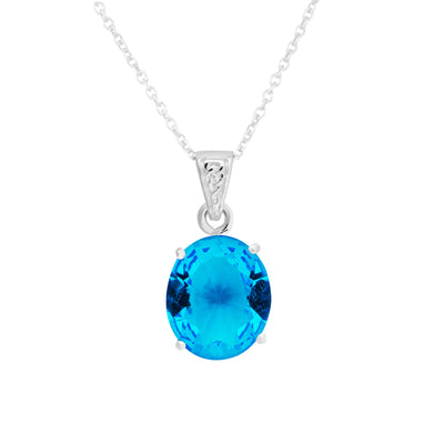 Pretty Aqua Oval Pendant