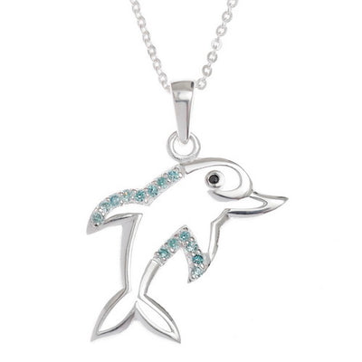 Aqua Crystal Dolphin Pendant