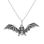 Large 925 Silver Flying Bat Pendant