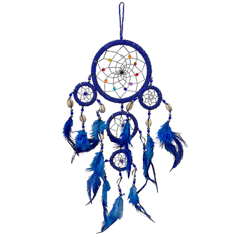 Triple Blue Beaded Dreamcatcher