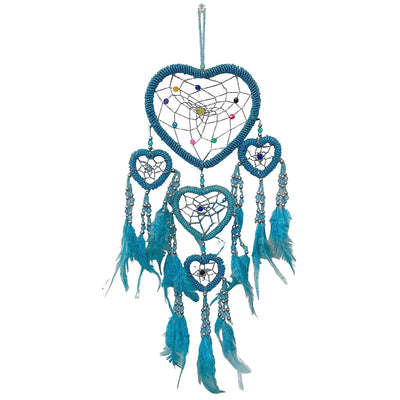Turquoise Beaded Heart Dreamcatcher Cascade