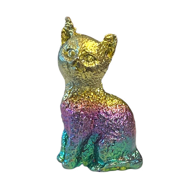 Stunning Bismuth Crystal Cat - Symbol of Good Luck & Achieving Goals