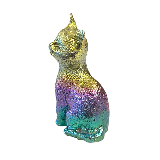 Stunning Bismuth Crystal Cat - Symbol of Good Luck & Achieving Goals