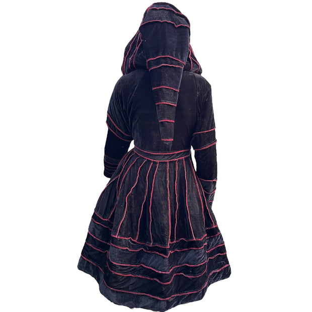 Black & Red Velvet & Cashmilon Pixie / Fairy Pagan Reversable Katwise Inspired Coat