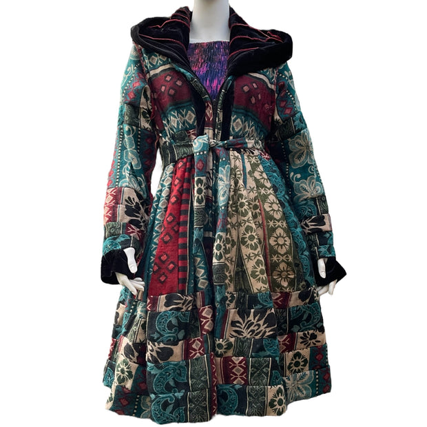 Black & Red Velvet & Cashmilon Pixie / Fairy Pagan Reversable Katwise Inspired Coat