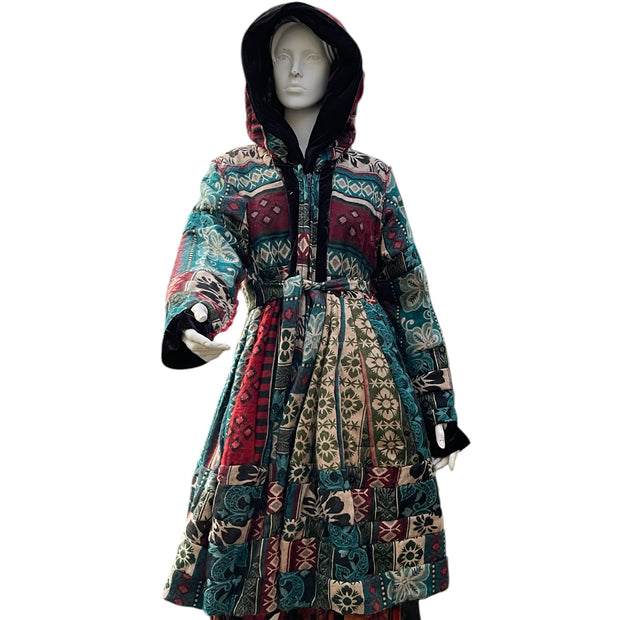 Black & Red Velvet & Cashmilon Pixie / Fairy Pagan Reversable Katwise Inspired Coat