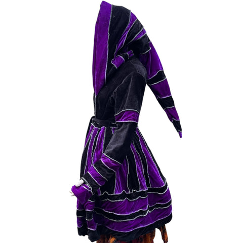 Black & Purple Velvet & Cashmilon Pixie / Fairy Pagan Reversable Katwise Inspired Coat