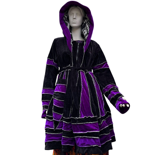 Black & Purple Velvet & Cashmilon Pixie / Fairy Pagan Reversable Katwise Inspired Coat