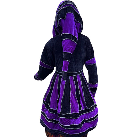 Black & Purple Velvet & Cashmilon Pixie / Fairy Pagan Reversable Katwise Inspired Coat