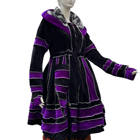 Black & Purple Velvet & Cashmilon Pixie / Fairy Pagan Reversable Katwise Inspired Coat