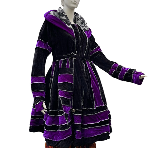 Black & Purple Velvet & Cashmilon Pixie / Fairy Pagan Reversable Katwise Inspired Coat