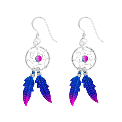 Blue Magenta Dreamcatcher Earrings