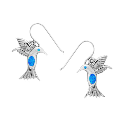 Blue Opal Hummingbird Earrings