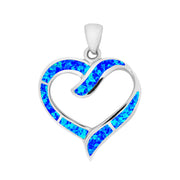 Large Blue Opal Heart Pendant