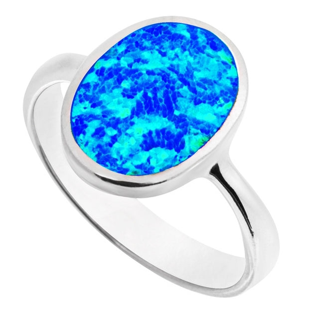 Blue Opal Large Oval Ring