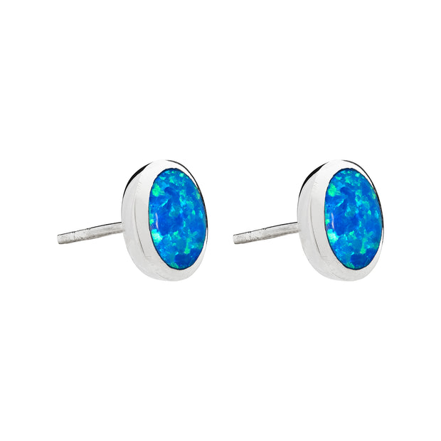 Blue Opal Round Studs