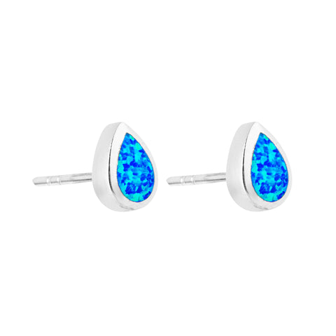 Blue Opal Teardrop Studs