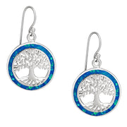 Blue Opal Tree of Life Earrings