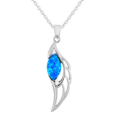 Blue Opal Angel Wing Necklace