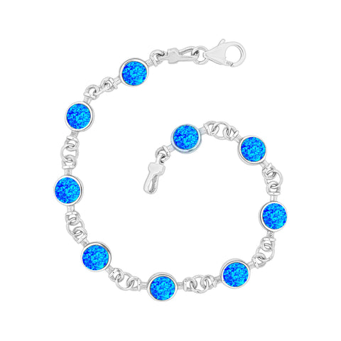 Pretty Blue Opal Round Cabochon Bracelet