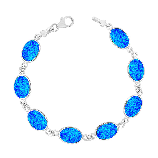 Blue Opal Oval Cabochon Bracelet