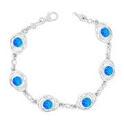 Blue Opal Round Cabochon Bracelet