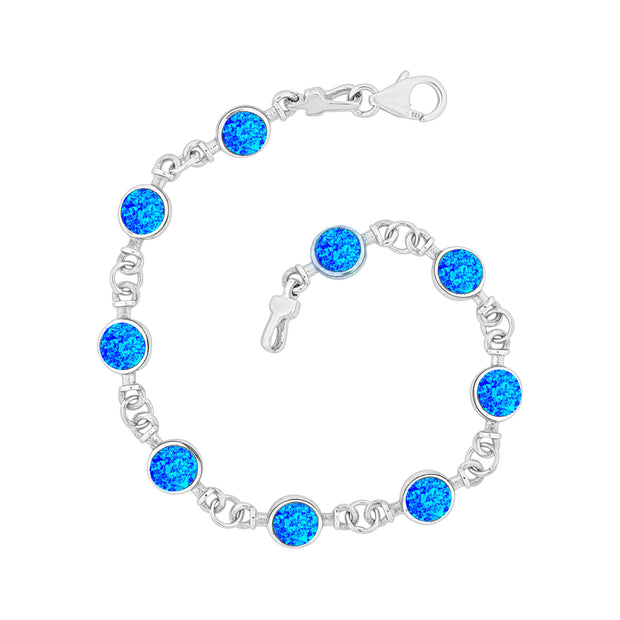 Pretty Blue Opal Round Cabochon Bracelet