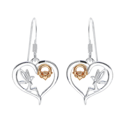 Celtic Fairy Claddagh Heart Earrings.