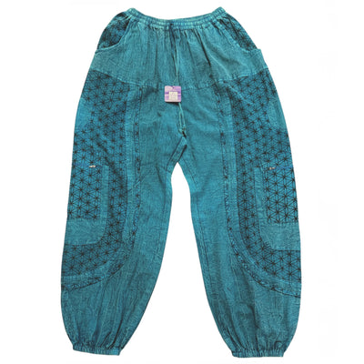 Unisex Circle of Life Turquoise Green & Black Cargo Trousers