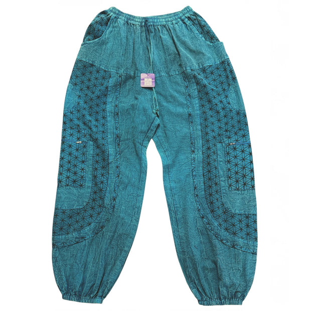 Unisex Circle of Life Turquoise Green & Black Cargo Trousers