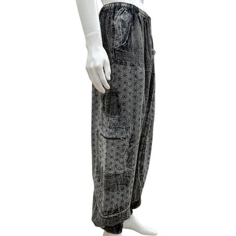 Unisex Circle of Life Black & Grey Cargo Trousers